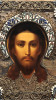 Antique 19c 84 Silver Enamel Russian icon of Christ Mandylion (627)