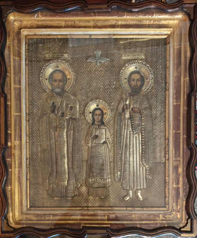 Antique 19c Russian Icon of the Three Saints (1116)