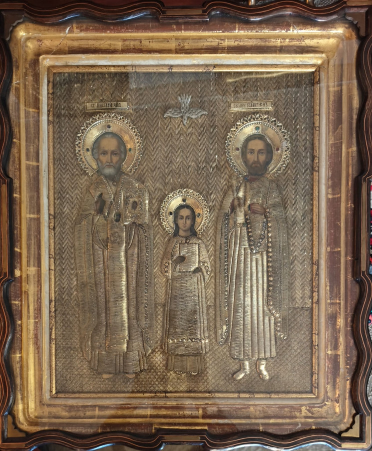 Antique 19c Russian Icon of the Three Saints (1116)