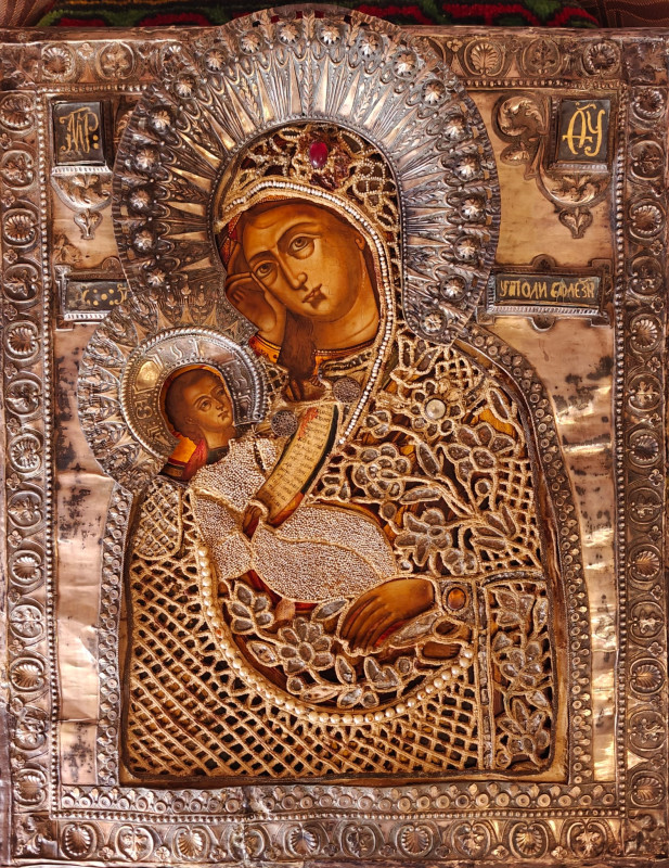 Antique 19c Russian Icon of the " Soothe My Sorrow" (1118)