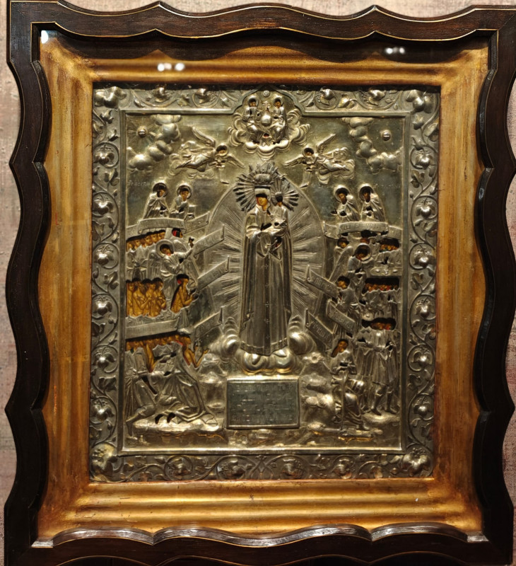 Antique 19c 84 Silver Russian icon of the "All who sorrow" (1119)