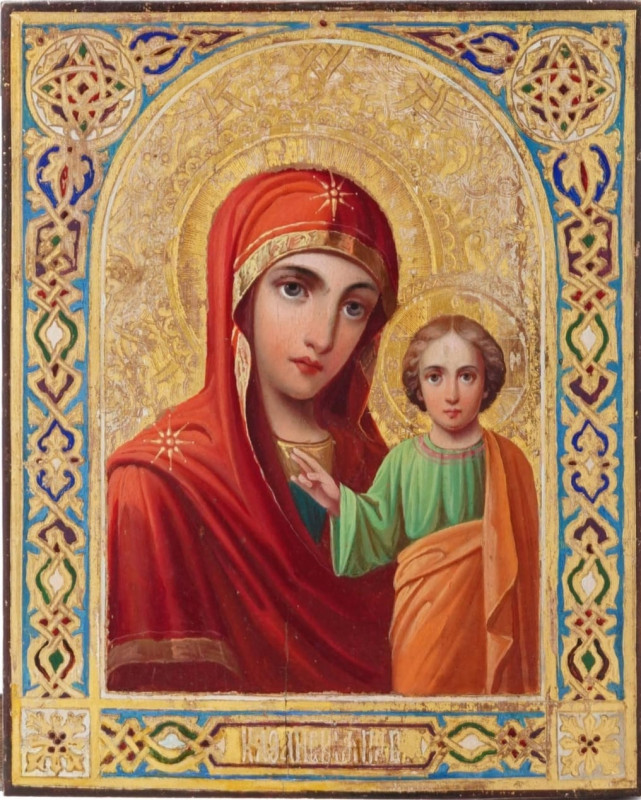 Antique 19c Russian icon of Kazan 2215