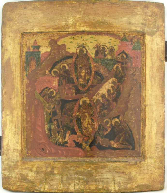 Antique 17c Russian Icon of Resurrection (15132)