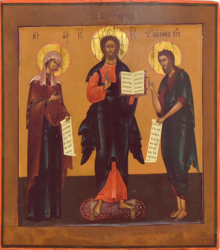 Antique 18c Russian Icon of Deesis (12652)