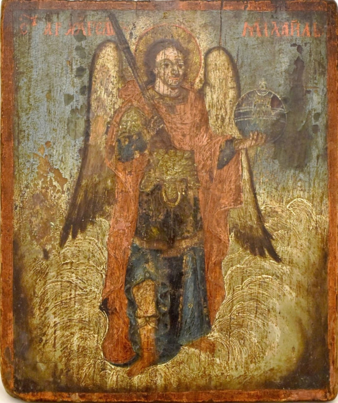 Antique 18c Russian Icon of St Mihail (14295)