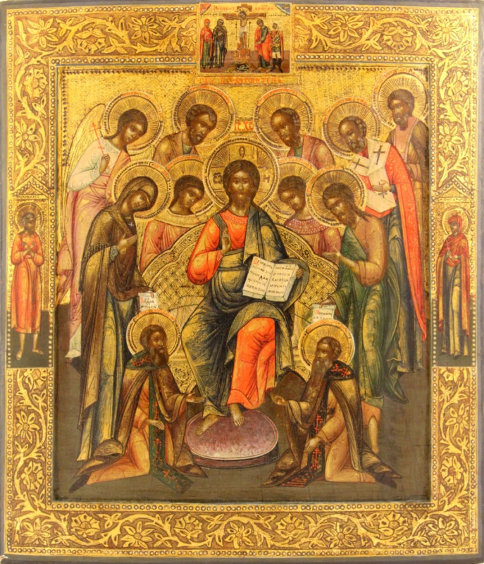 Antique 19c Russian Icon of Deesis & Saints (84852)