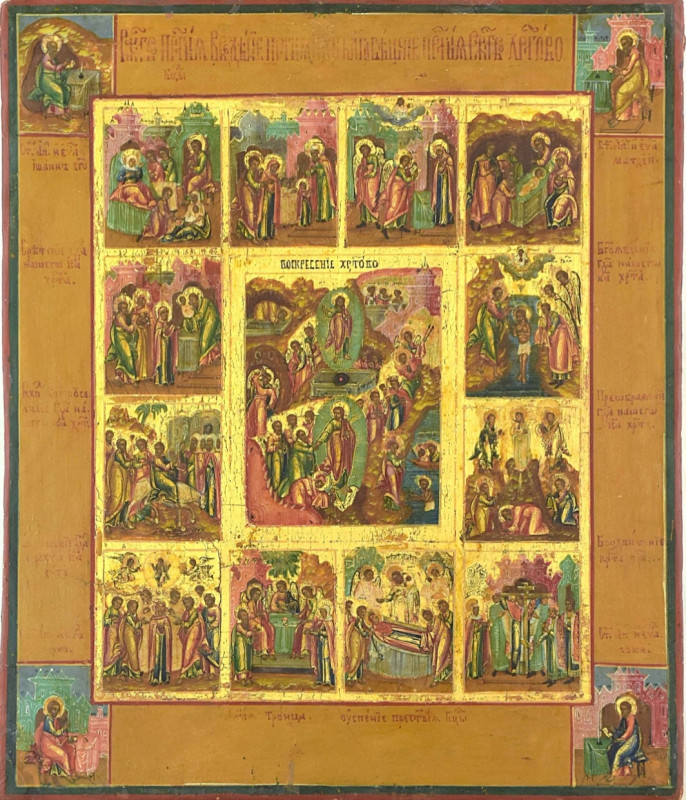 Antique 18c Russian Icon of Resurrection (15274)