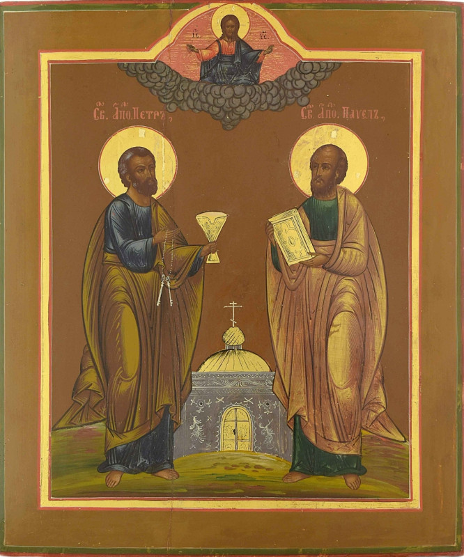 Antique 19c Russian Icon of St Peter & St Paul (15252)