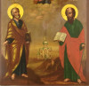 Antique Monumental 19c Russian Icon of the Peter and Paul (15047)