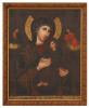Antique 18c Spanish Madonna & child oil on canvas (8586)