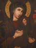 Antique 18c Spanish Madonna & child oil on canvas (8586)