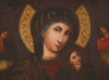 Antique 18c Spanish Madonna & child oil on canvas (8586)